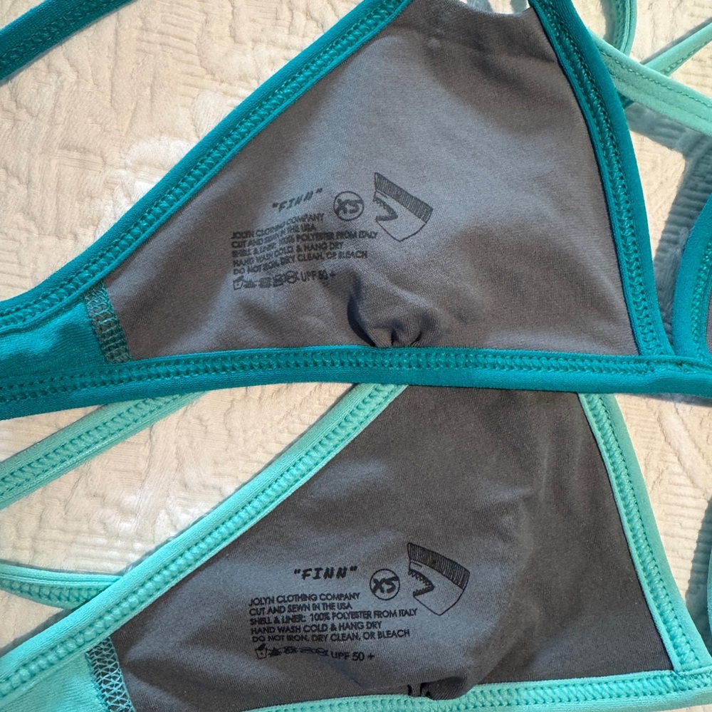 New never worn Jolyn “Finn” bikini tops. Both green. Perfect condition. - Picture 2 of 4